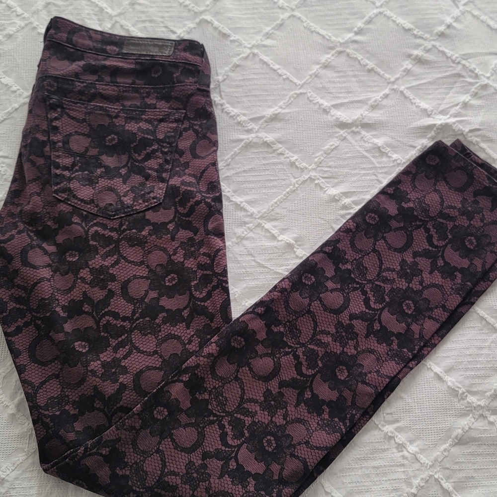 AG Jeans Womens 26R (Act 27.5 x 32)The Legging Super Skinny Velvet Pants Floral